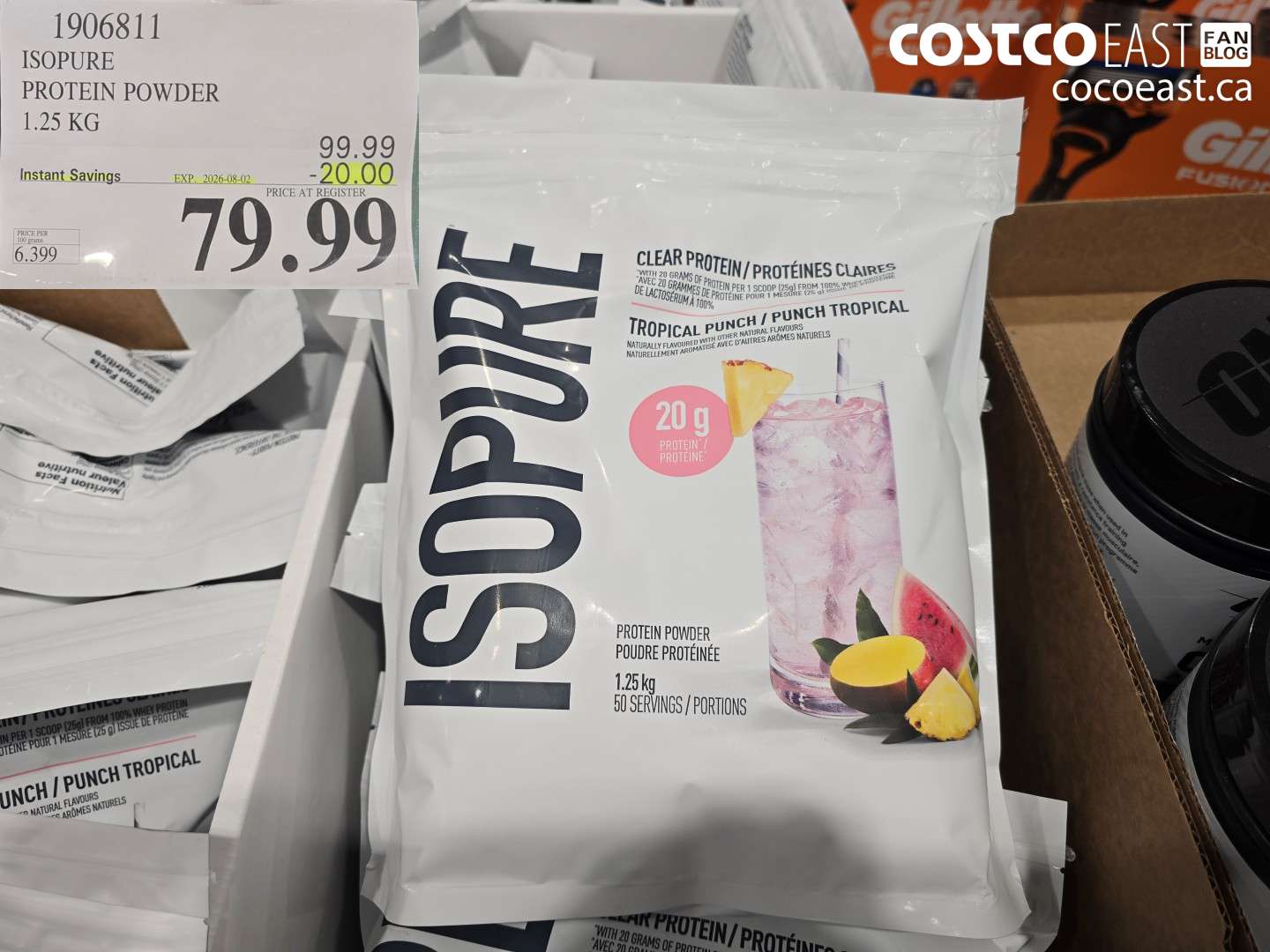 1906811 ISOPURE PROTEIN POWDER 1.25 KG ($20.00 INSTANT SAVINGS EXPIRES ON 2026-08-02) $79.99