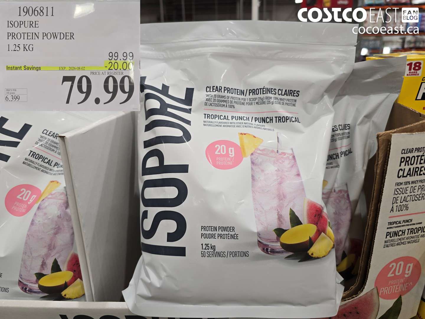 1906811 ISOPURE PROTEIN POWDER 1.25 KG ($20.00 INSTANT SAVINGS EXPIRES ON 2026-08-02) $79.99
