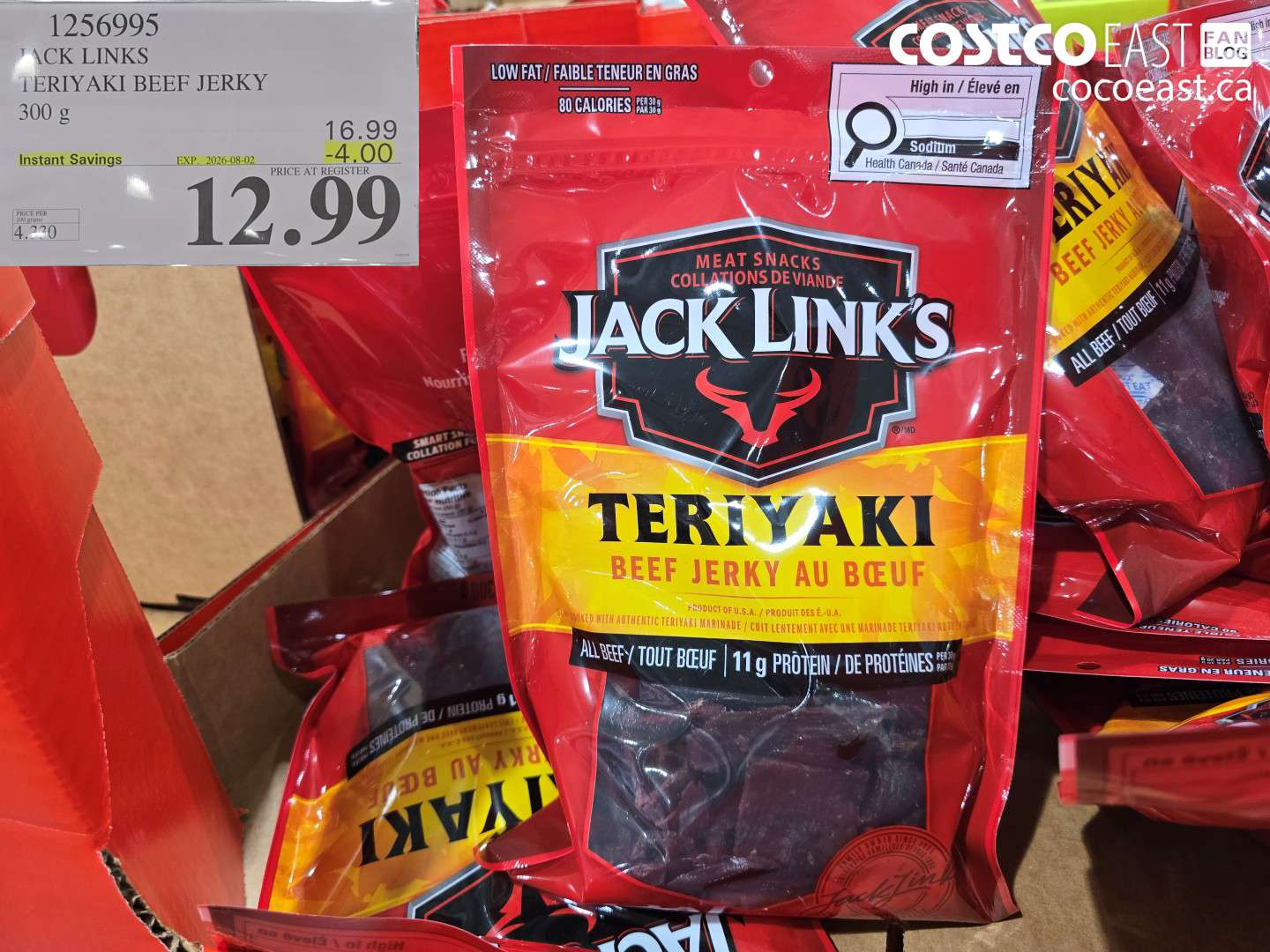 1256995 JACK LINKS TERIYAKI BEEF JERKY 300 G ($4.00 INSTANT SAVINGS EXPIRES ON 2026-08-02) $12.99
