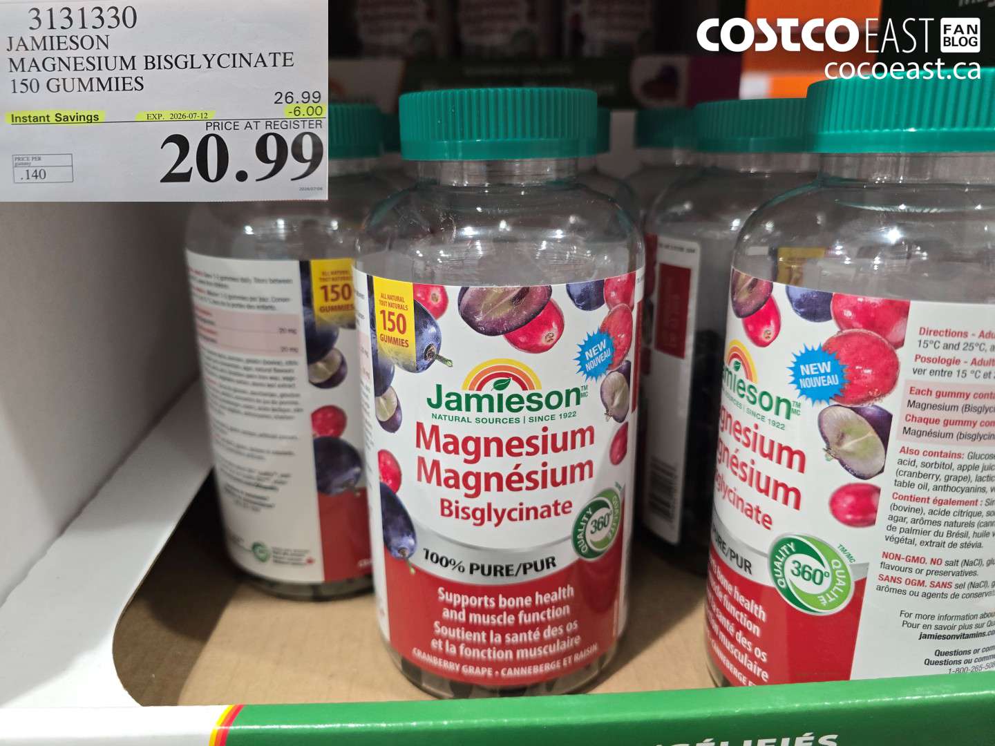 3131330 JAMIESON MAGNESIUM BISGLYCINATE 150 GUMMIES ($6.00 INSTANT SAVINGS EXPIRES ON 2026-07-12) $20.99