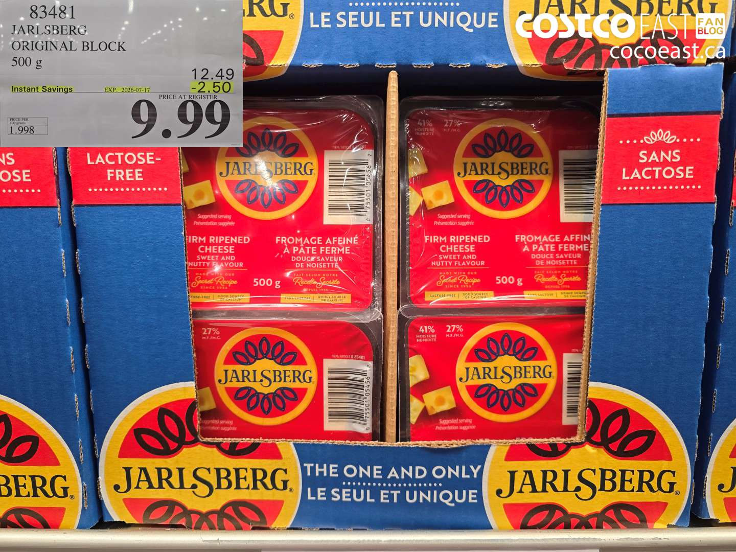 83481 JARLSBERG ORIGINAL BLOCK 500 G ($2.50 INSTANT SAVINGS EXPIRES ON 2026-07-17) $9.99