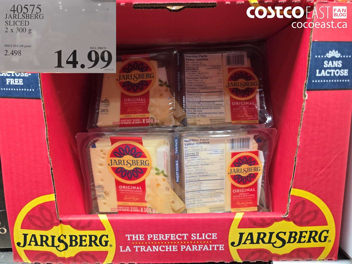 40575 JARLSBERG SLICED 2 X 300 G $14.99