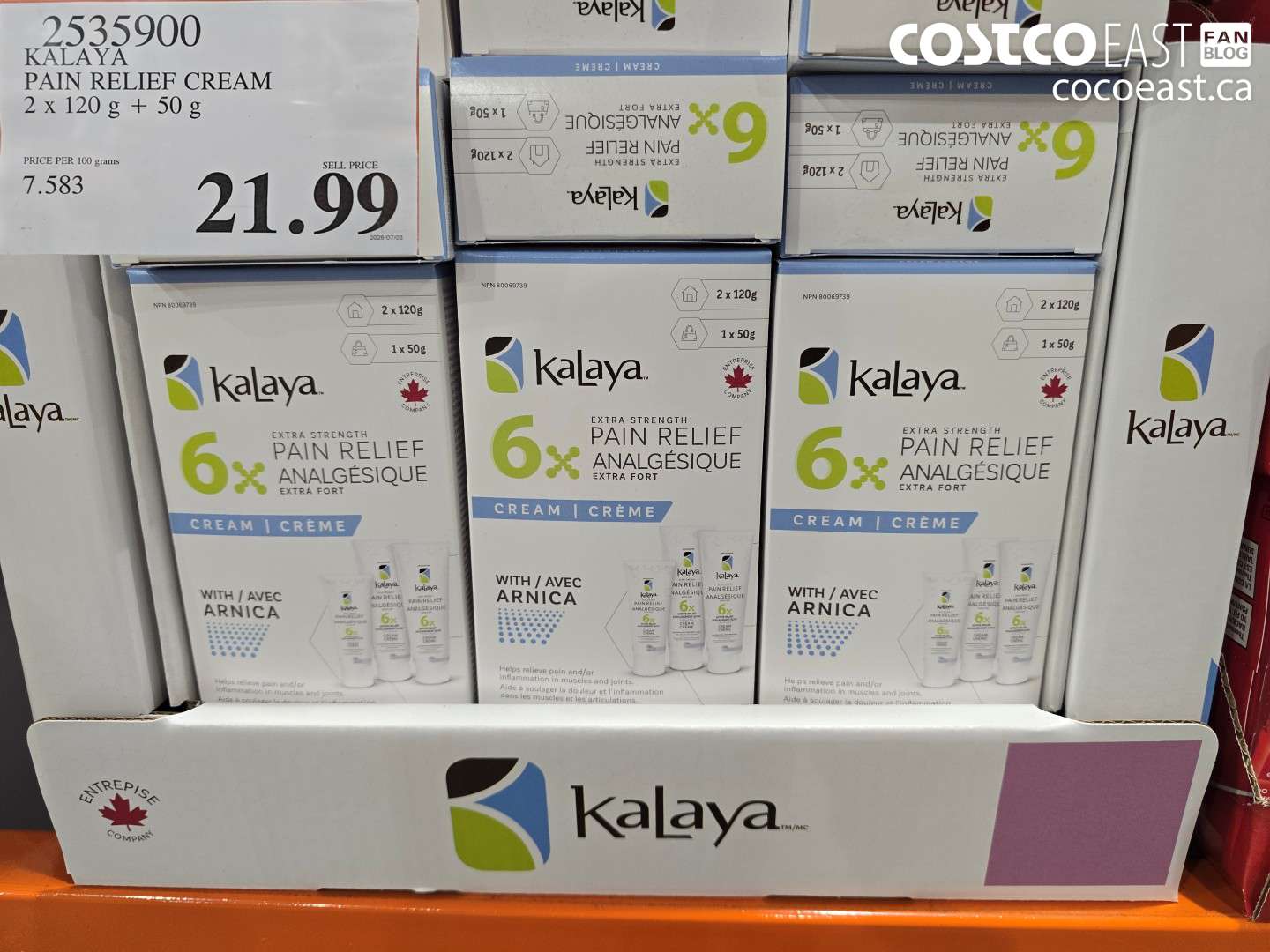 2535900 KALAYA PAIN RELIEF CREAM 2 X 120 G + 50 G $21.99