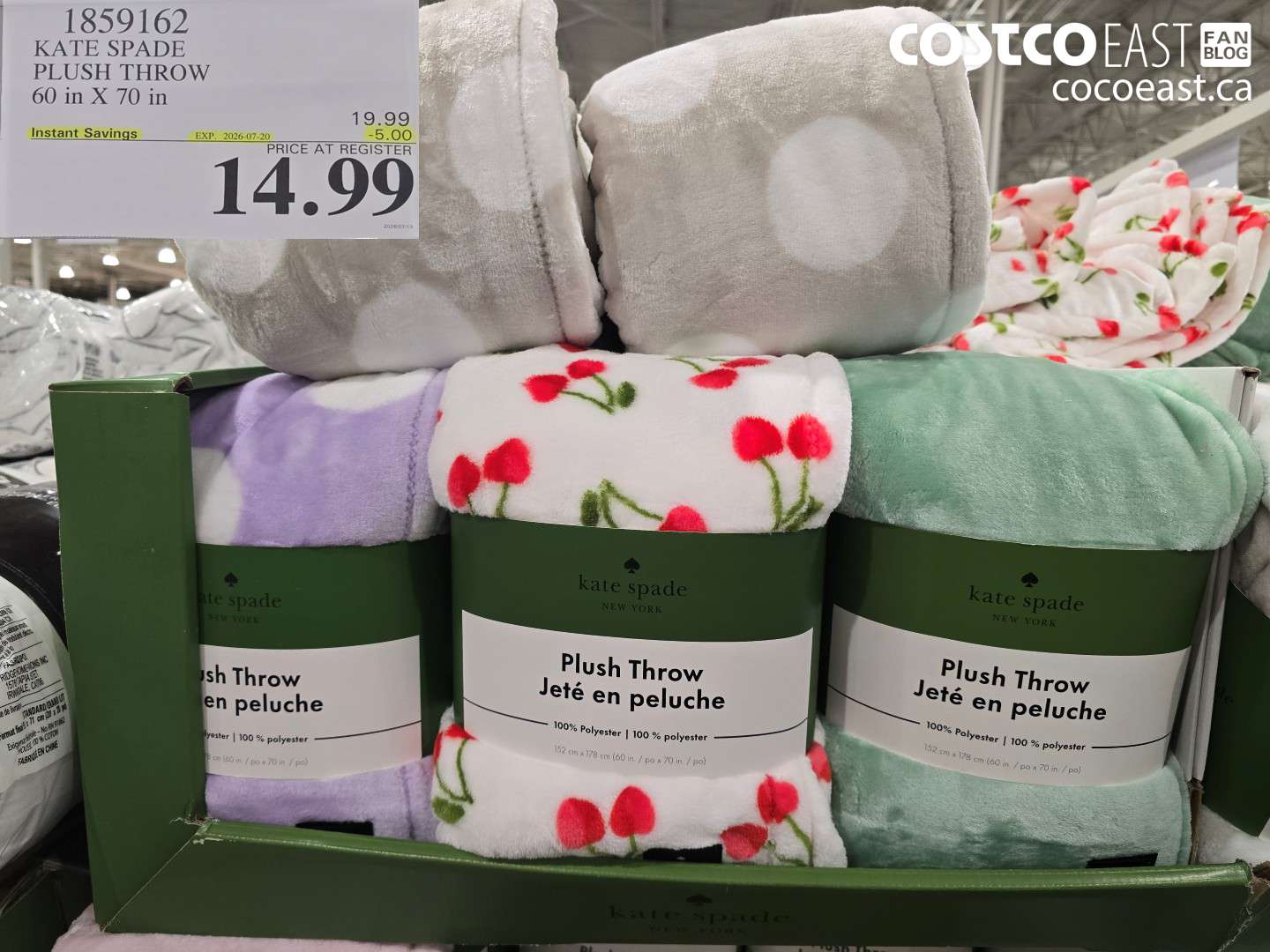 1859162 KATE SPADE PLUSH THROW 60 IN X 70 IN ($5.00 INSTANT SAVINGS EXPIRES ON 2026-07-20) $14.99