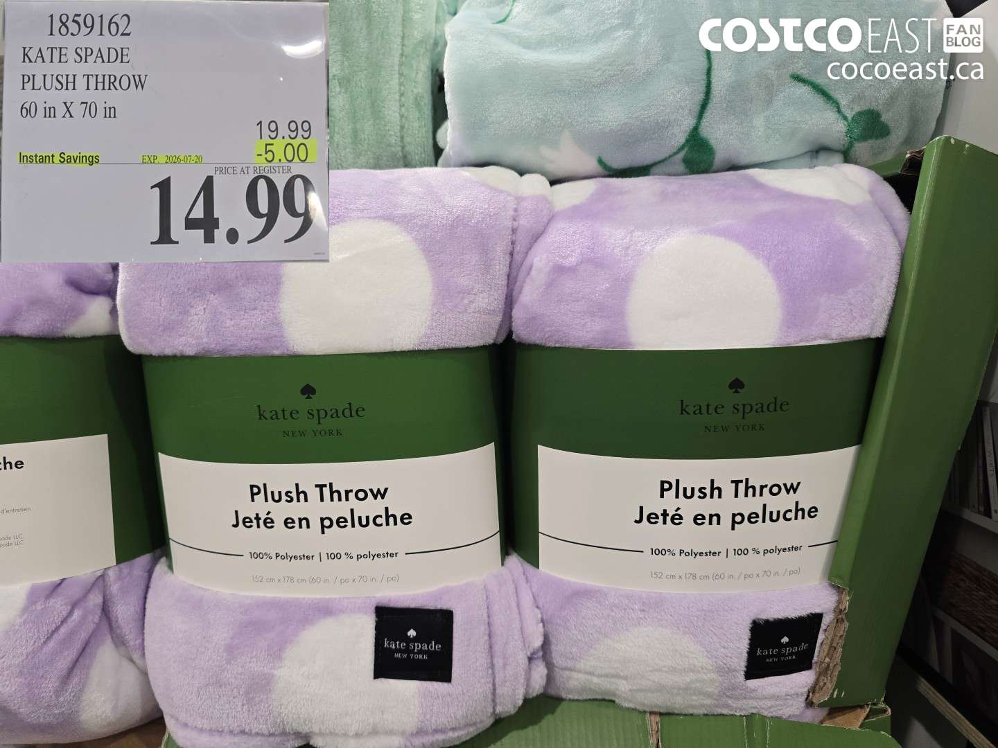1859162 KATE SPADE PLUSH THROW 60 IN X 70 IN ($5.00 INSTANT SAVINGS EXPIRES ON 2026-07-20) $14.99
