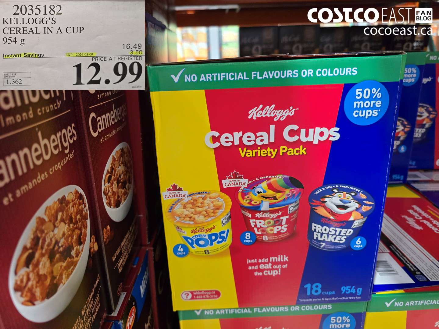 2035182 KELLOGG'S CEREAL IN A CUP 954 G ($3.50 INSTANT SAVINGS EXPIRES ON 2026-08-09) $12.99