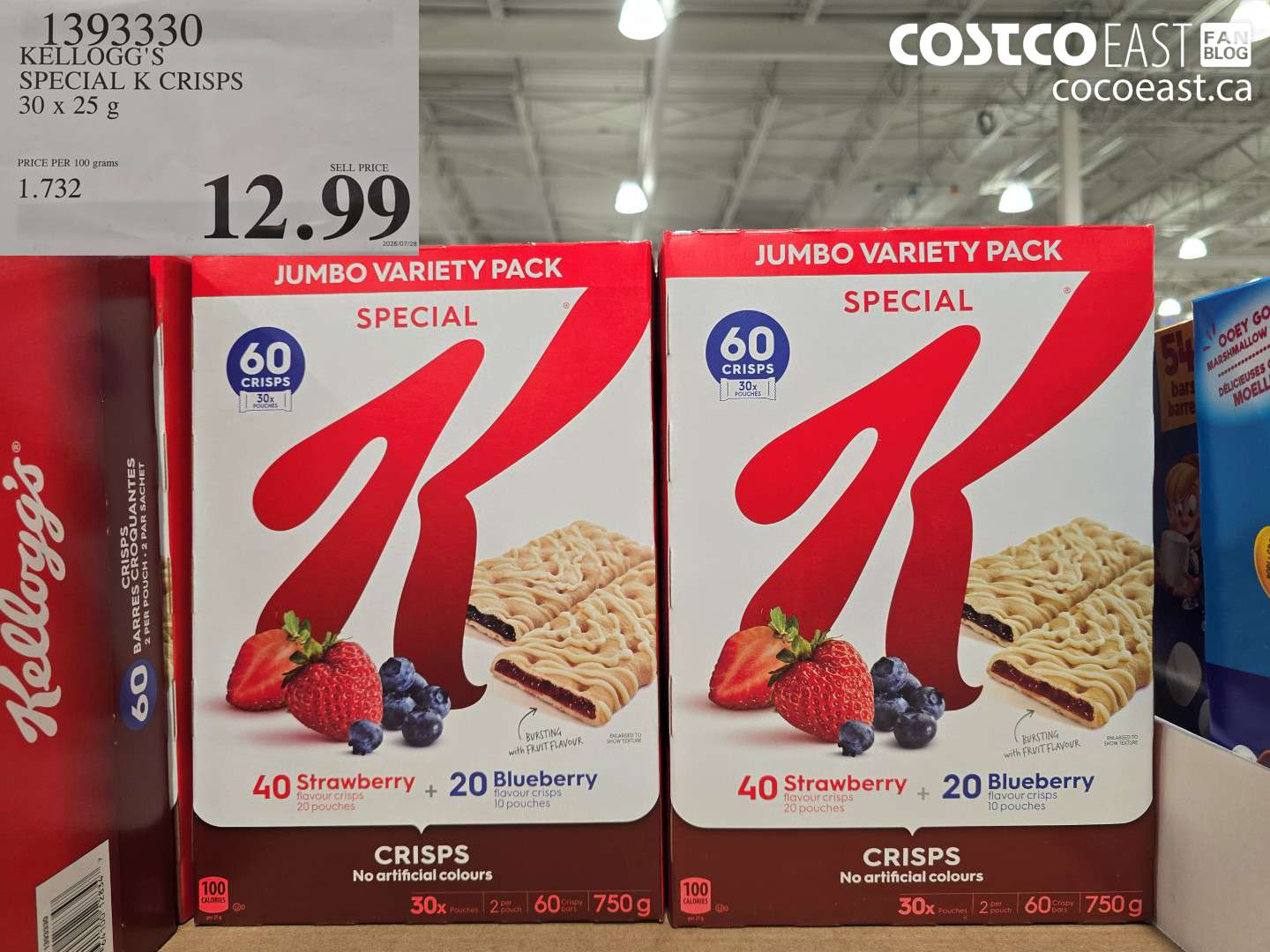 1393330 KELLOGG'S SPECIAL K CRISPS 30 X 25 G $12.99