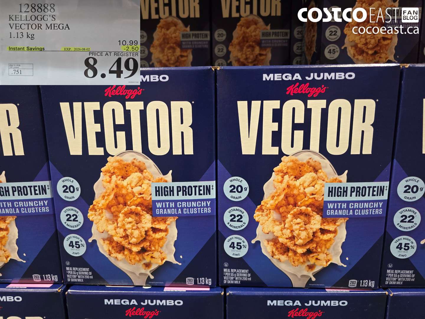 128888 KELLOGG'S VECTOR MEGA 1.13 KG ($2.50 INSTANT SAVINGS EXPIRES ON 2026-08-02) $8.49
