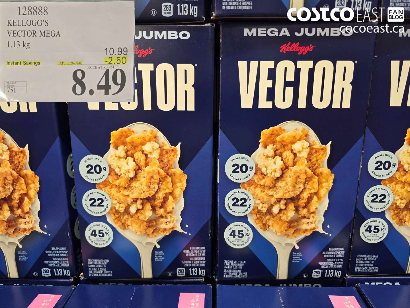 128888 KELLOGG'S VECTOR MEGA 1.13 KG ($2.50 INSTANT SAVINGS EXPIRES ON 2026-08-02) $8.49