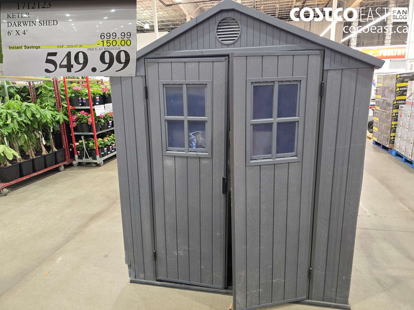 1712123 KETER DARWIN SHED 6' X 4' ($150.00 INSTANT SAVINGS EXPIRES ON 2026-07-26) $549.99