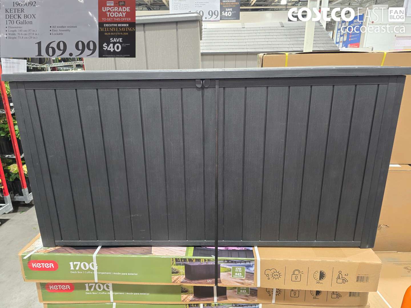 1969092 KETER DECK BOX 170 GALLON ($40.00 INSTANT SAVINGS EXPIRES ON 2026-07-19) $169.99