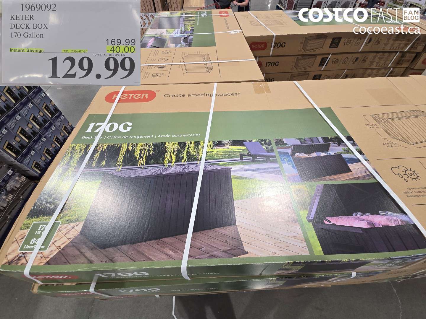 1969092 KETER DECK BOX 170 GALLON ($40.00 INSTANT SAVINGS EXPIRES ON 2026-07-26) $129.99