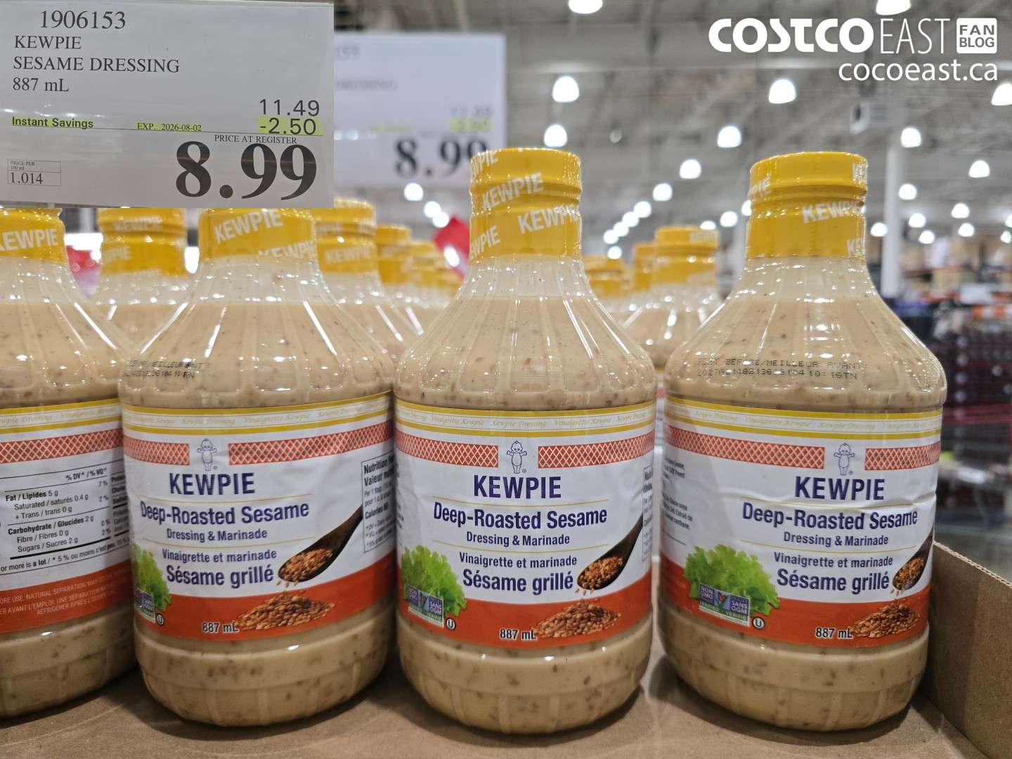 1906153 KEWPIE SESAME DRESSING 887 ML ($2.50 INSTANT SAVINGS EXPIRES ON 2026-08-02) $8.99