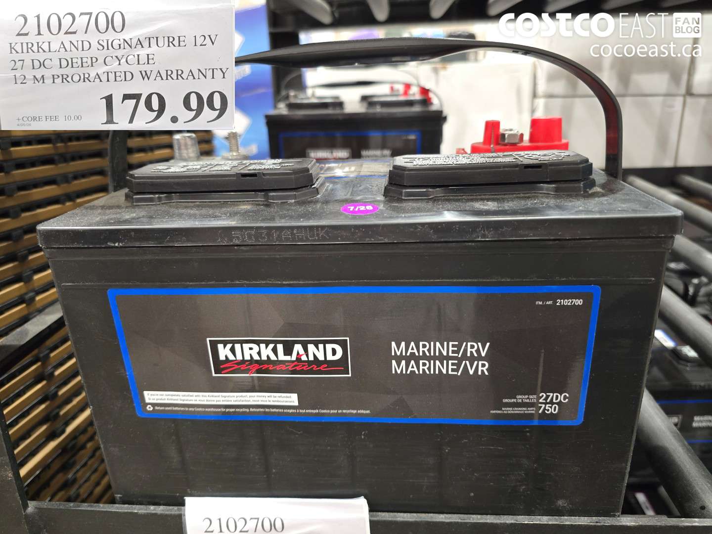 2102700 KIRKLAND SIGNATURE 12V 27 DC DEEP CYCLE 12 M PRORATED WARRANTY $179.99