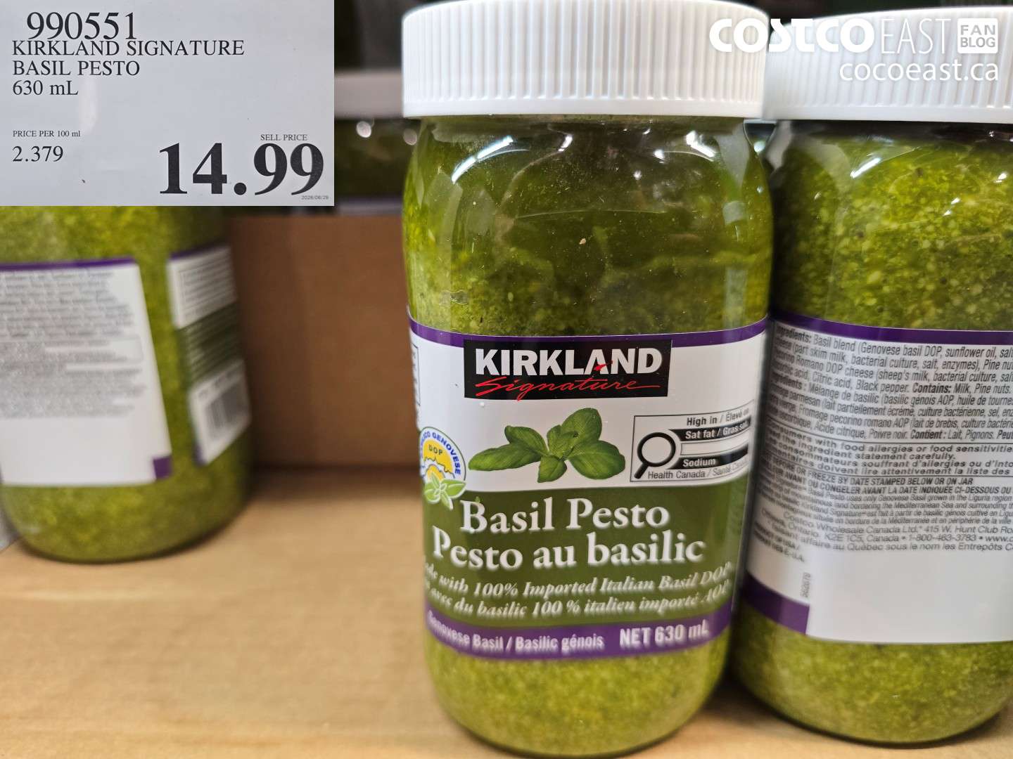 990551 KIRKLAND SIGNATURE BASIL PESTO 630 ML $14.99