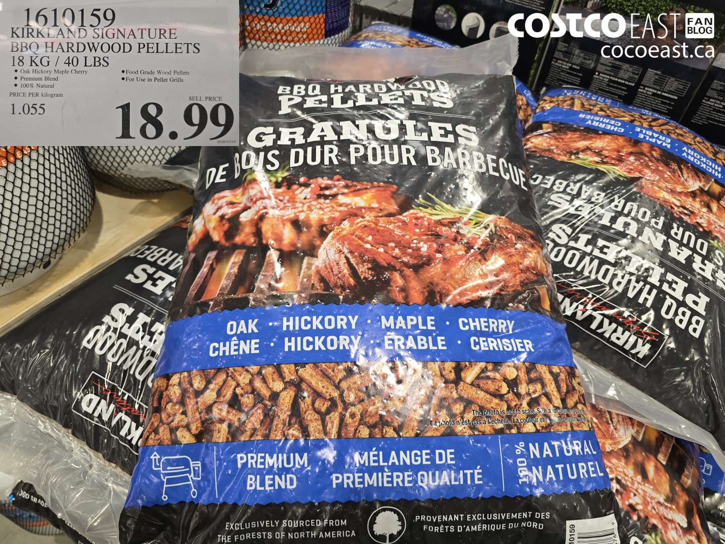 1610159 KIRKLAND SIGNATURE BBQ HARDWOOD PELLETS 18 KG / 40 LBS $18.99
