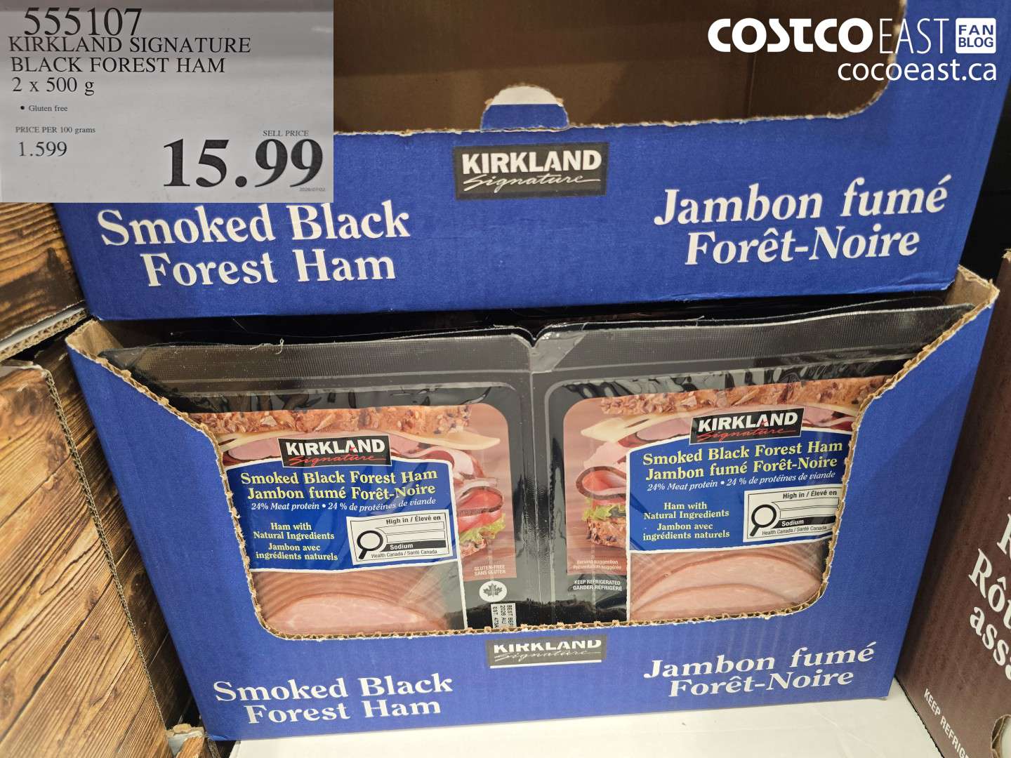 555107 KIRKLAND SIGNATURE BLACK FOREST HAM 2 X 500 G $15.99