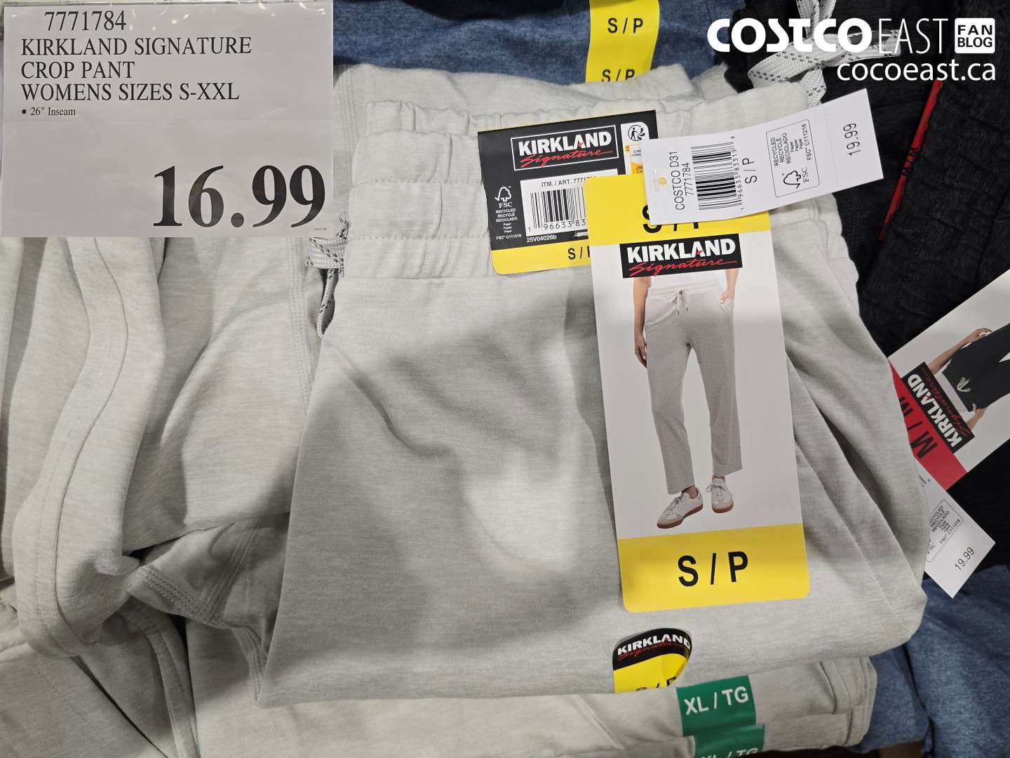 7771784 KIRKLAND SIGNATURE CROP PANT WOMENS SIZES S-XXL $16.99