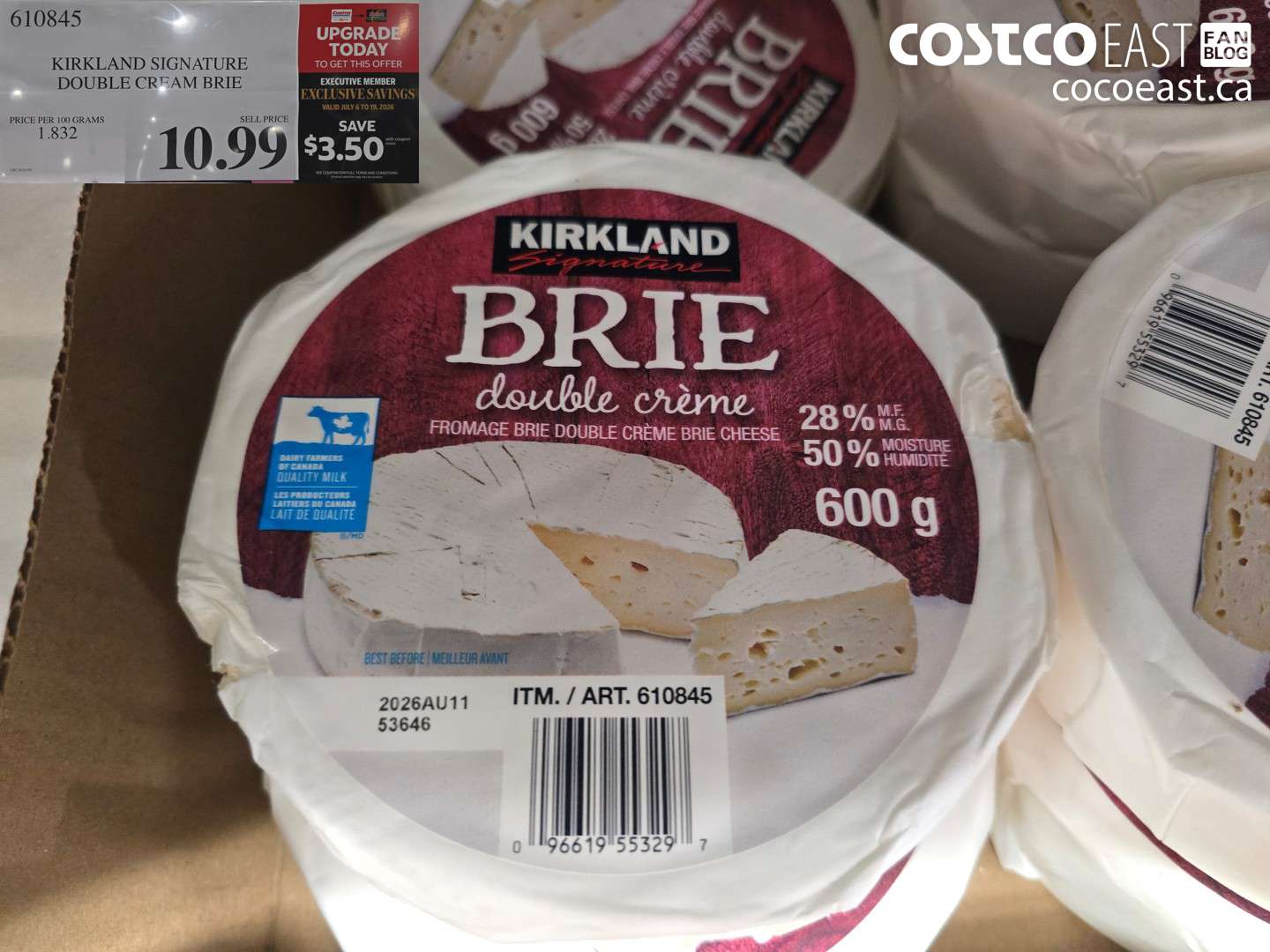 610845 KIRKLAND SIGNATURE DOUBLE CREAM BRIE ($3.50 INSTANT SAVINGS EXPIRES ON 2026-07-19) $7.49