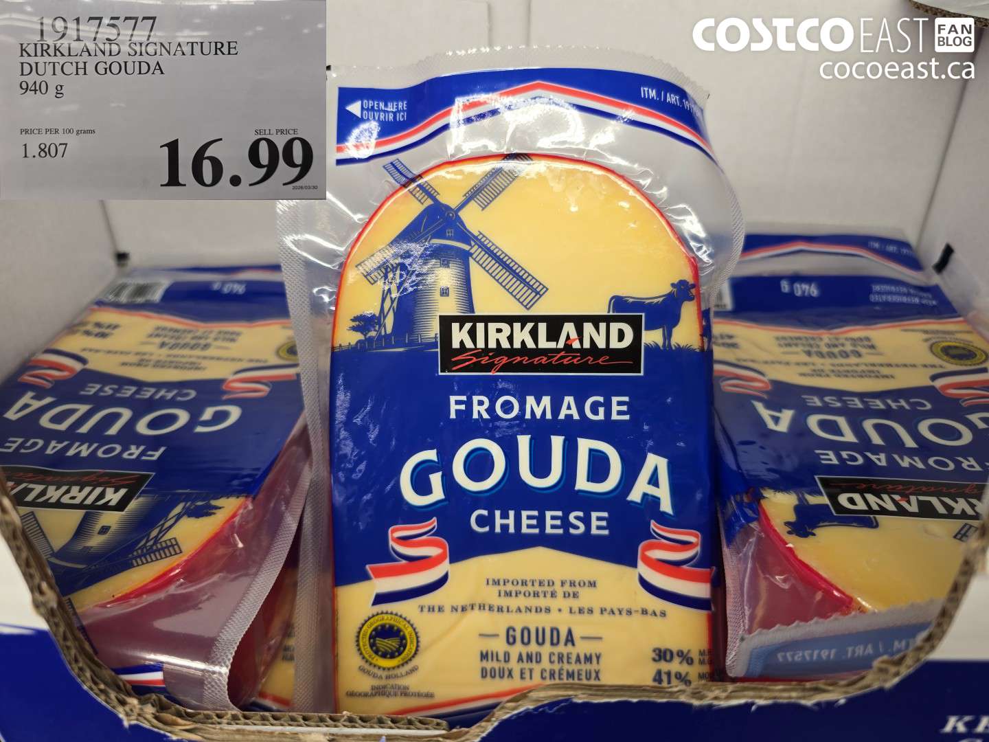 1917577 KIRKLAND SIGNATURE DUTCH GOUDA 940 G $16.99