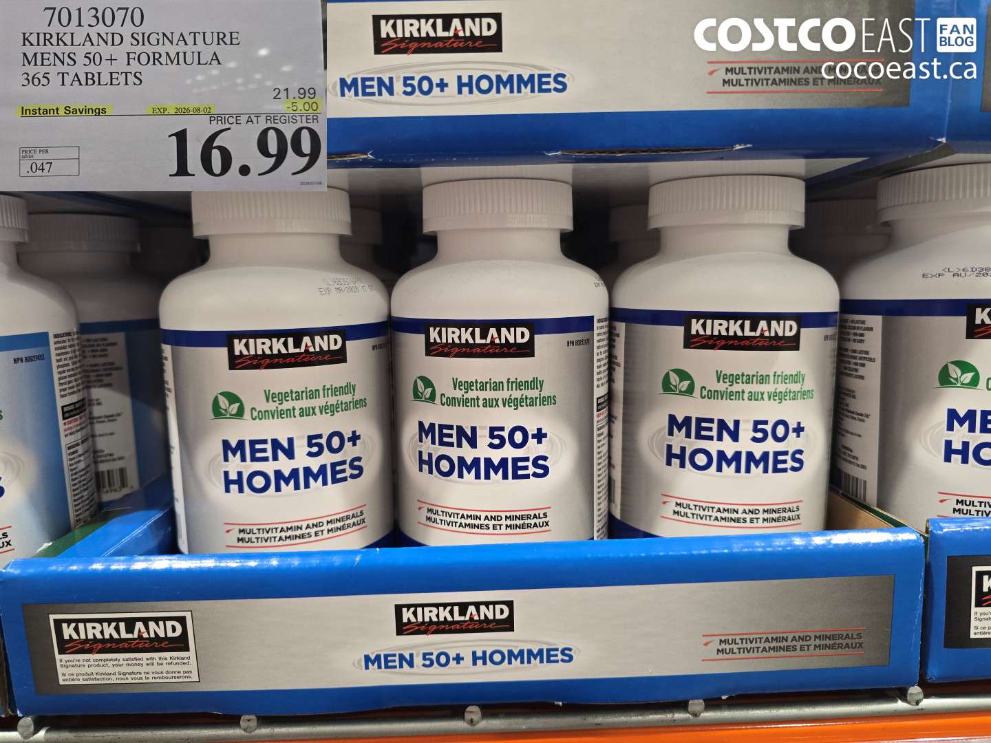 7013070 KIRKLAND SIGNATURE MENS 50+ FORMULA 365 TABLETS ($5.00 INSTANT SAVINGS EXPIRES ON 2026-08-02) $16.99