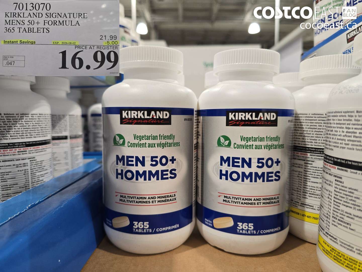 7013070 KIRKLAND SIGNATURE MENS 50+ FORMULA 365 TABLETS ($5.00 INSTANT SAVINGS EXPIRES ON 2026-08-02) $16.99