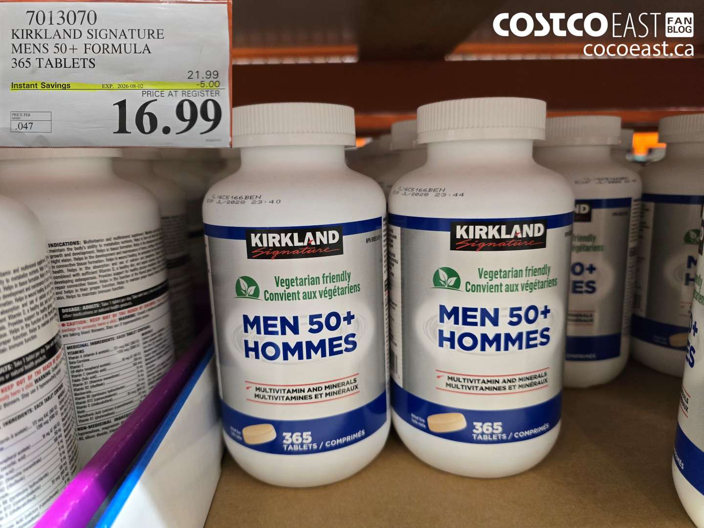7013070 KIRKLAND SIGNATURE MENS 50+ FORMULA 365 TABLETS ($5.00 INSTANT SAVINGS EXPIRES ON 2026-08-02) $16.99