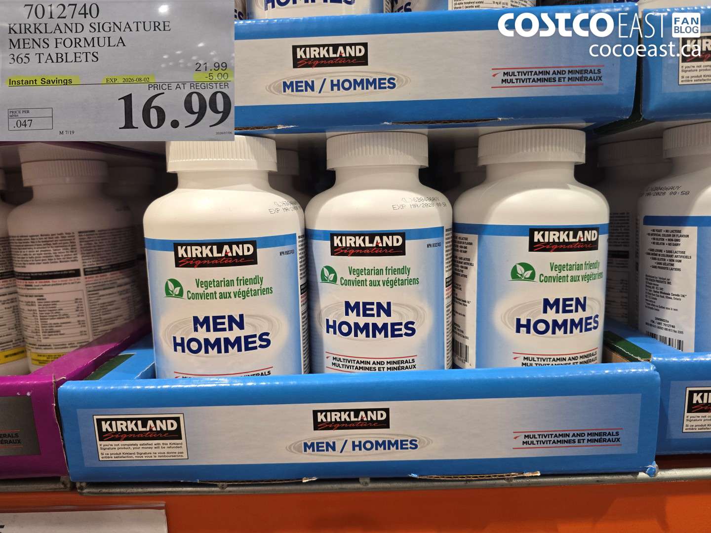 7012740 KIRKLAND SIGNATURE MENS FORMULA 365 TABLETS ($5.00 INSTANT SAVINGS EXPIRES ON 2026-08-02) $16.99