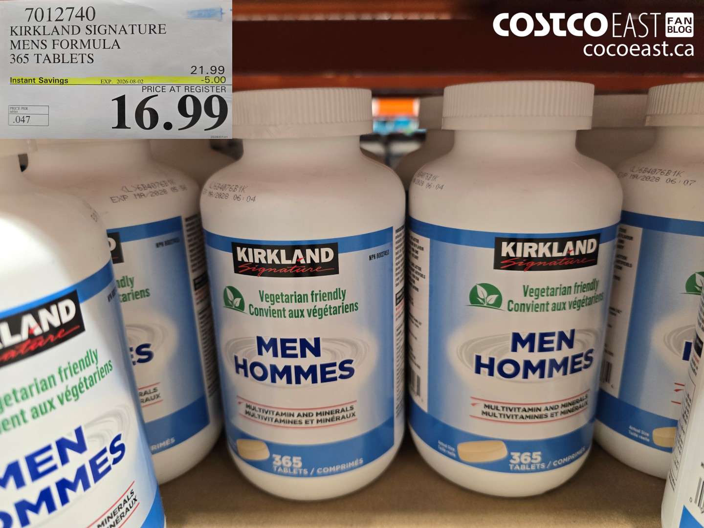 7012740 KIRKLAND SIGNATURE MENS FORMULA 365 TABLETS ($5.00 INSTANT SAVINGS EXPIRES ON 2026-08-02) $16.99