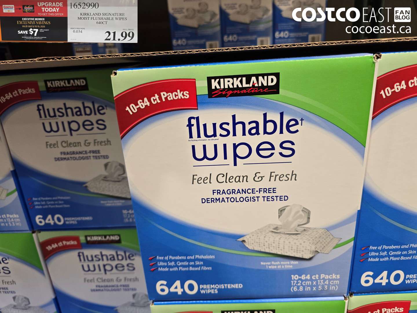 1652990 KIRKLAND SIGNATURE MOIST FLUSHABLE WIPES 640CT ($7.00 INSTANT SAVINGS EXPIRES ON 2026-07-19) $14.99