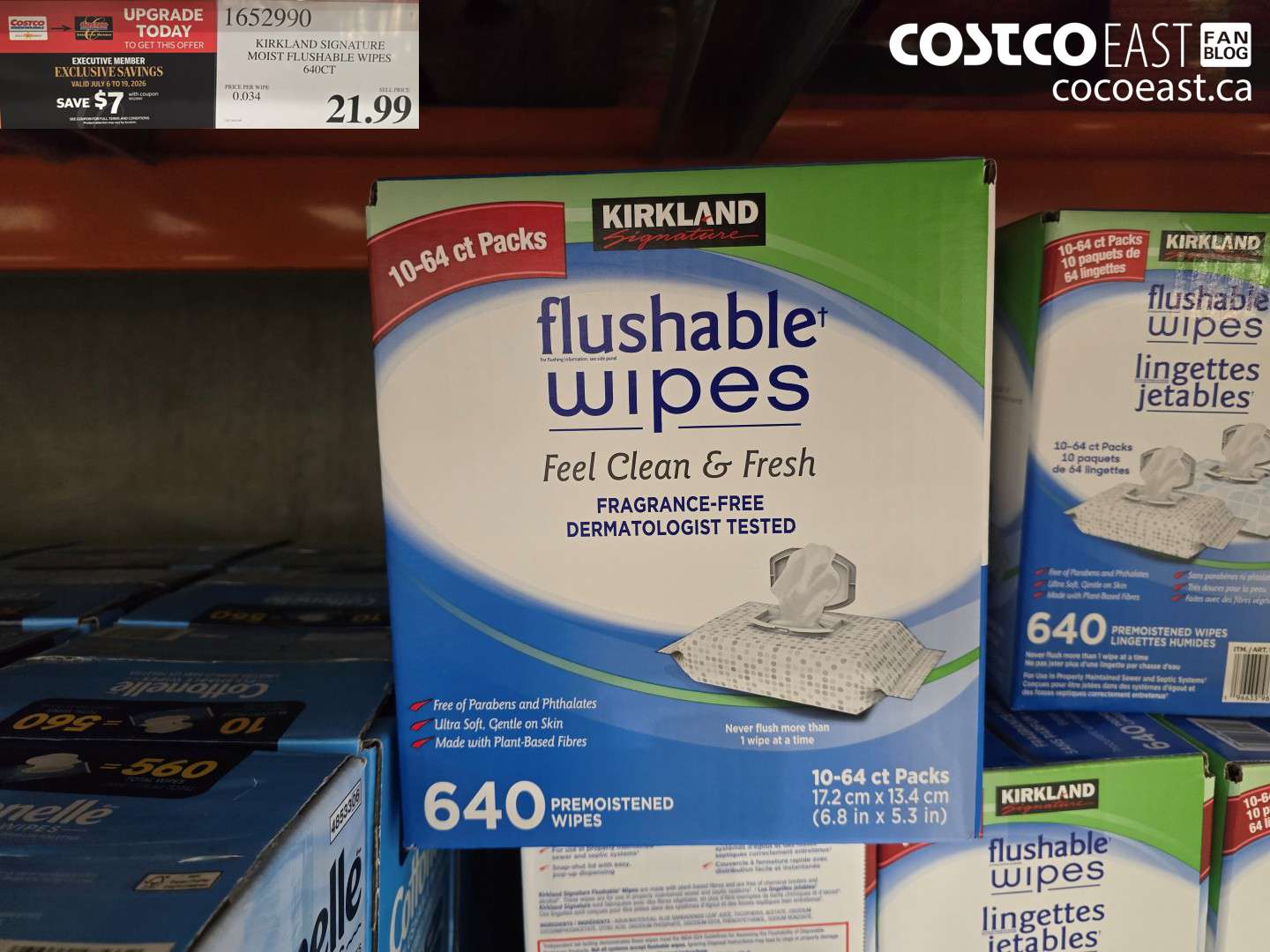 1652990 KIRKLAND SIGNATURE MOIST FLUSHABLE WIPES 640CT ($7.00 INSTANT SAVINGS EXPIRES ON 2026-07-19) $14.99