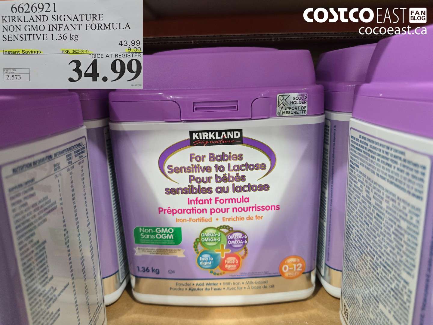 6626921 KIRKLAND SIGNATURE NON GMO INFANT FORMULA SENSITIVE 1.36 KG ($9.00 INSTANT SAVINGS EXPIRES ON 2026-07-19) $34.99