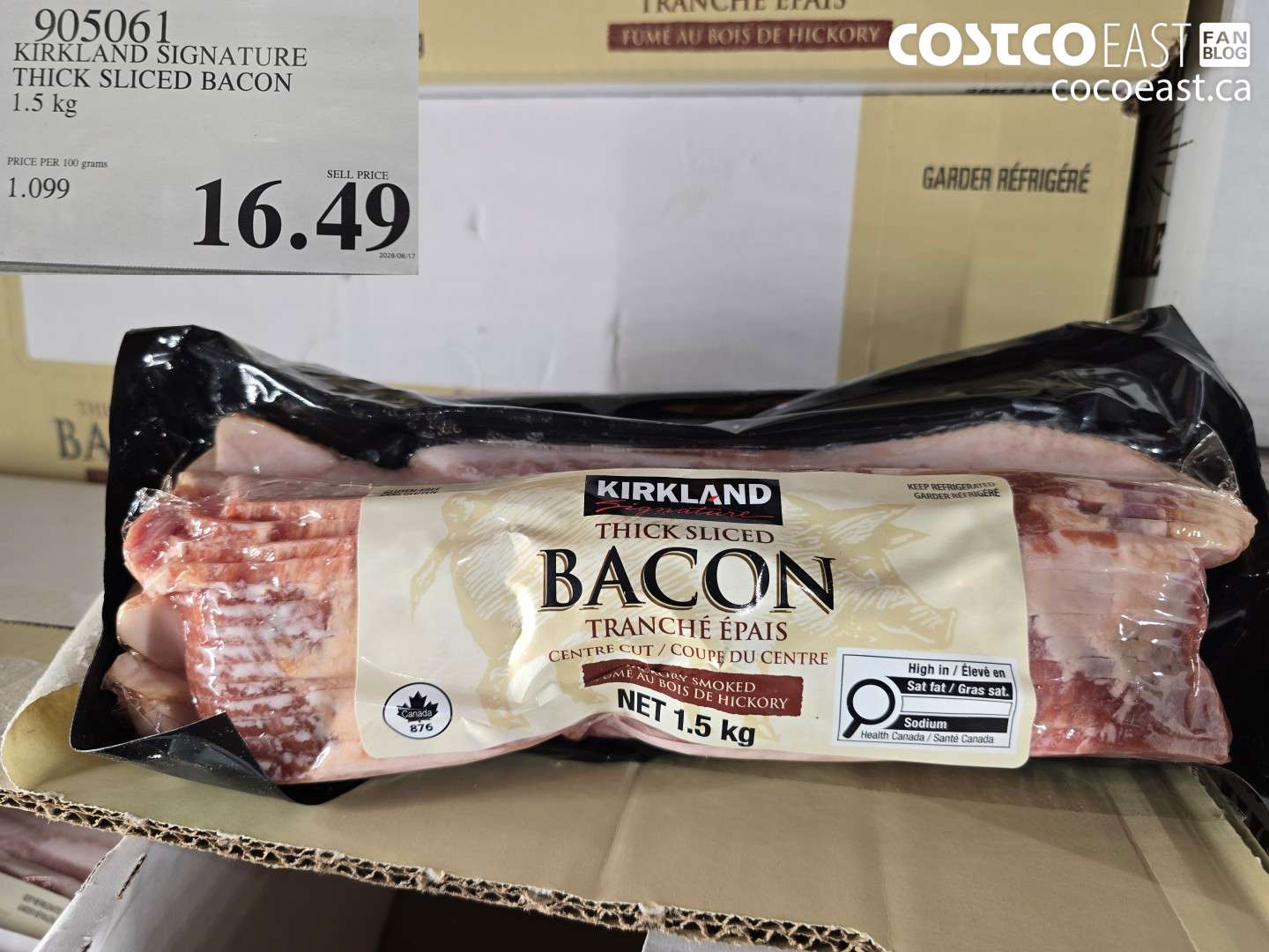 905061 KIRKLAND SIGNATURE THICK SLICED BACON 1.5 KG $16.49