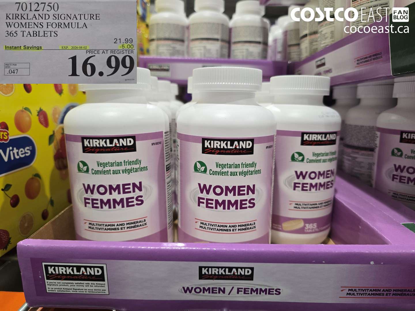 7012750 KIRKLAND SIGNATURE WOMENS FORMULA 365 TABLETS ($5.00 INSTANT SAVINGS EXPIRES ON 2026-08-02) $16.99