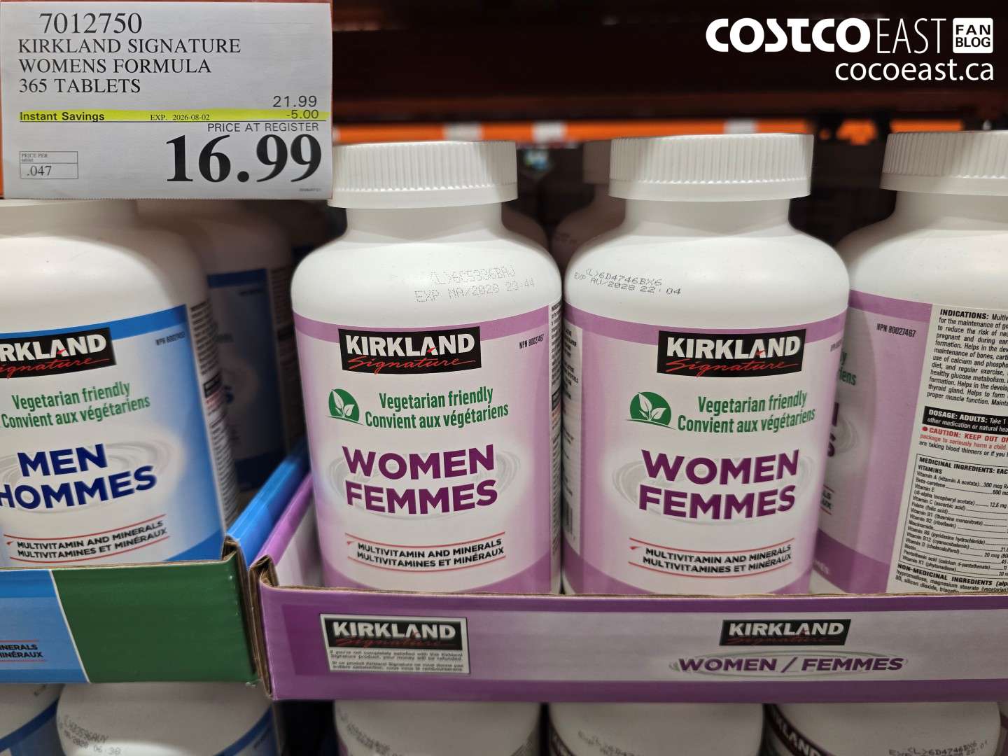 7012750 KIRKLAND SIGNATURE WOMENS FORMULA 365 TABLETS ($5.00 INSTANT SAVINGS EXPIRES ON 2026-08-02) $16.99