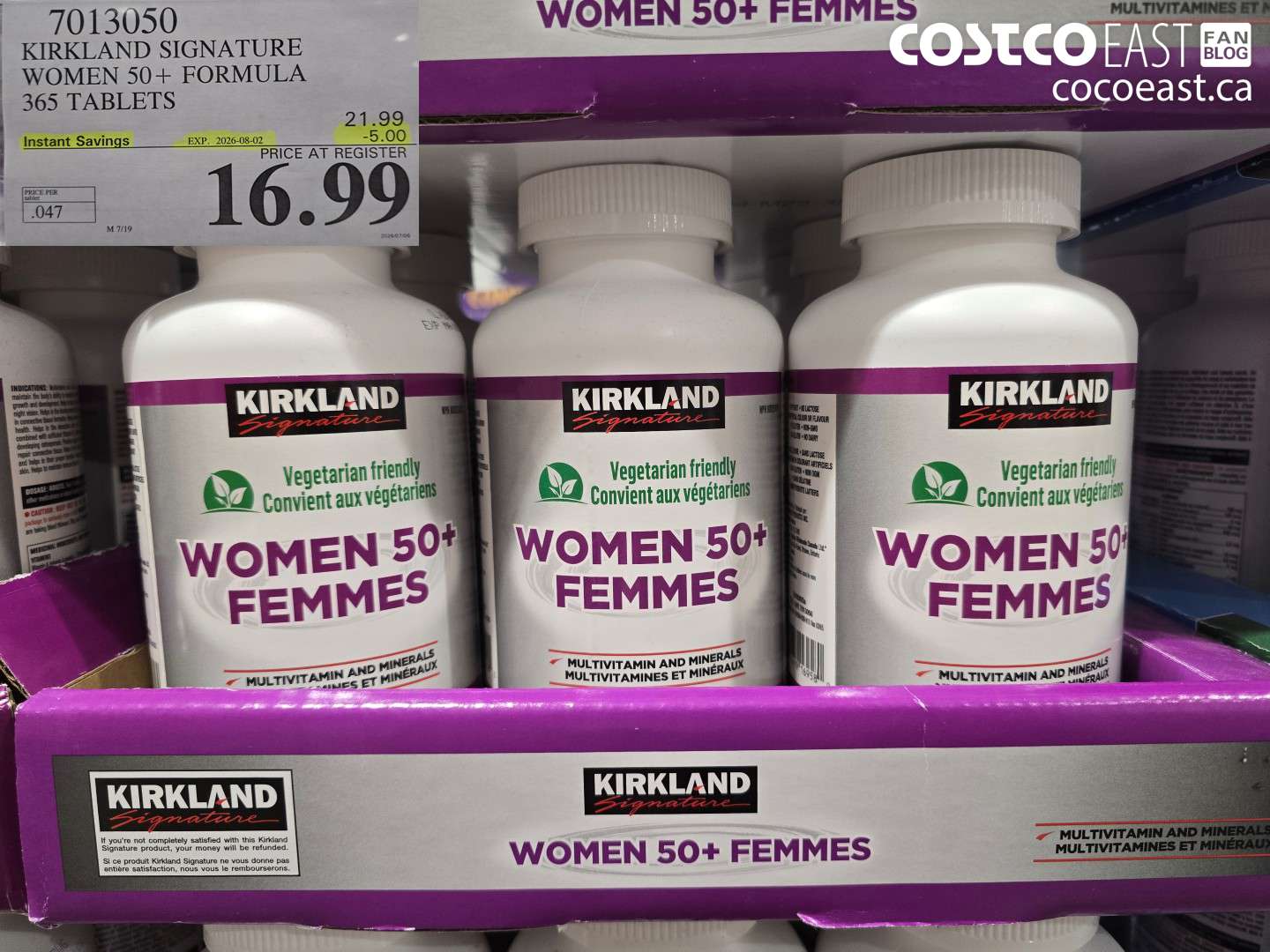 7013050 KIRKLAND SIGNATURE WOMEN 50+ FORMULA 365 TABLETS ($5.00 INSTANT SAVINGS EXPIRES ON 2026-08-02) $16.99