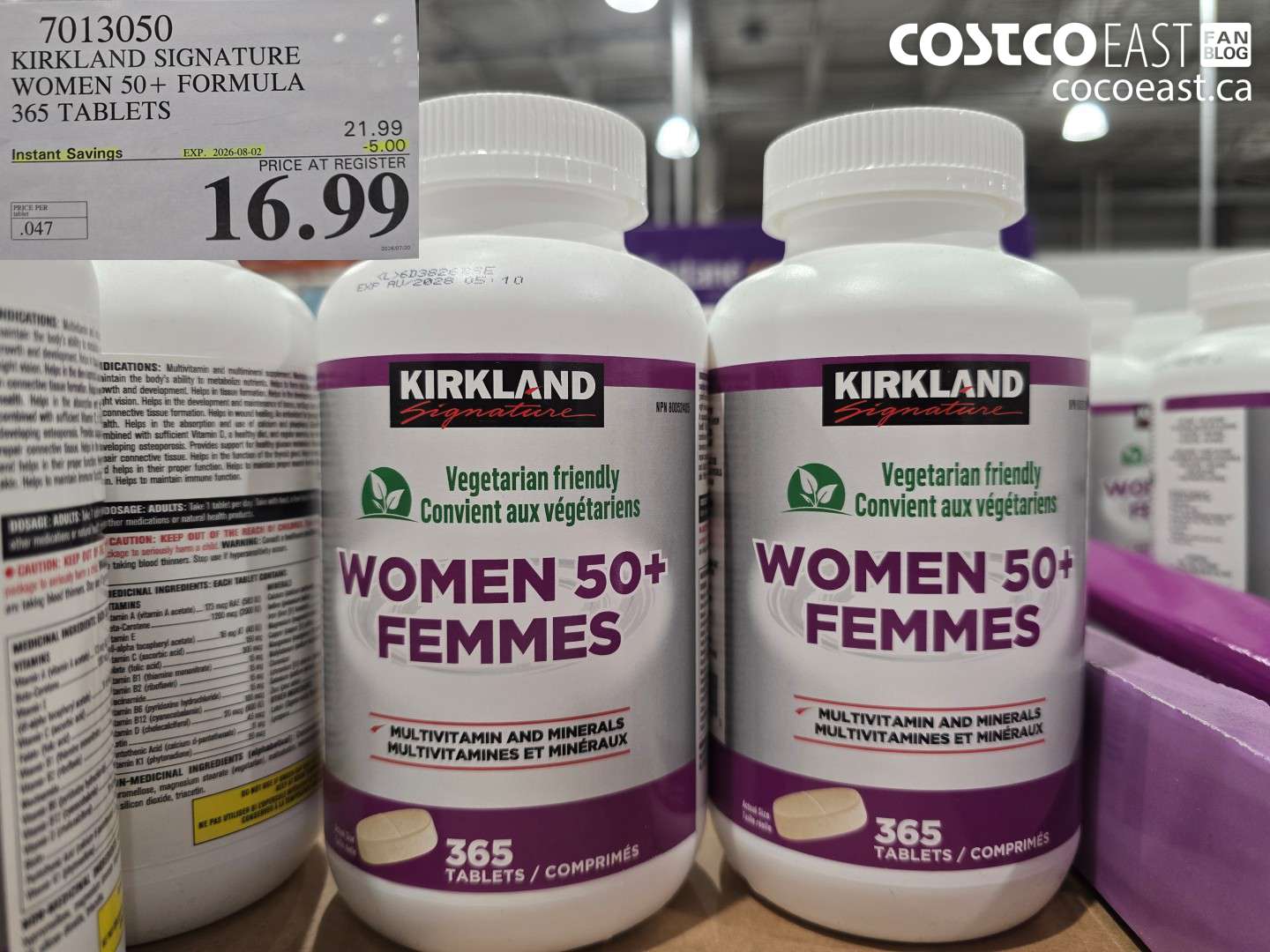 7013050 KIRKLAND SIGNATURE WOMEN 50+ FORMULA 365 TABLETS ($5.00 INSTANT SAVINGS EXPIRES ON 2026-08-02) $16.99