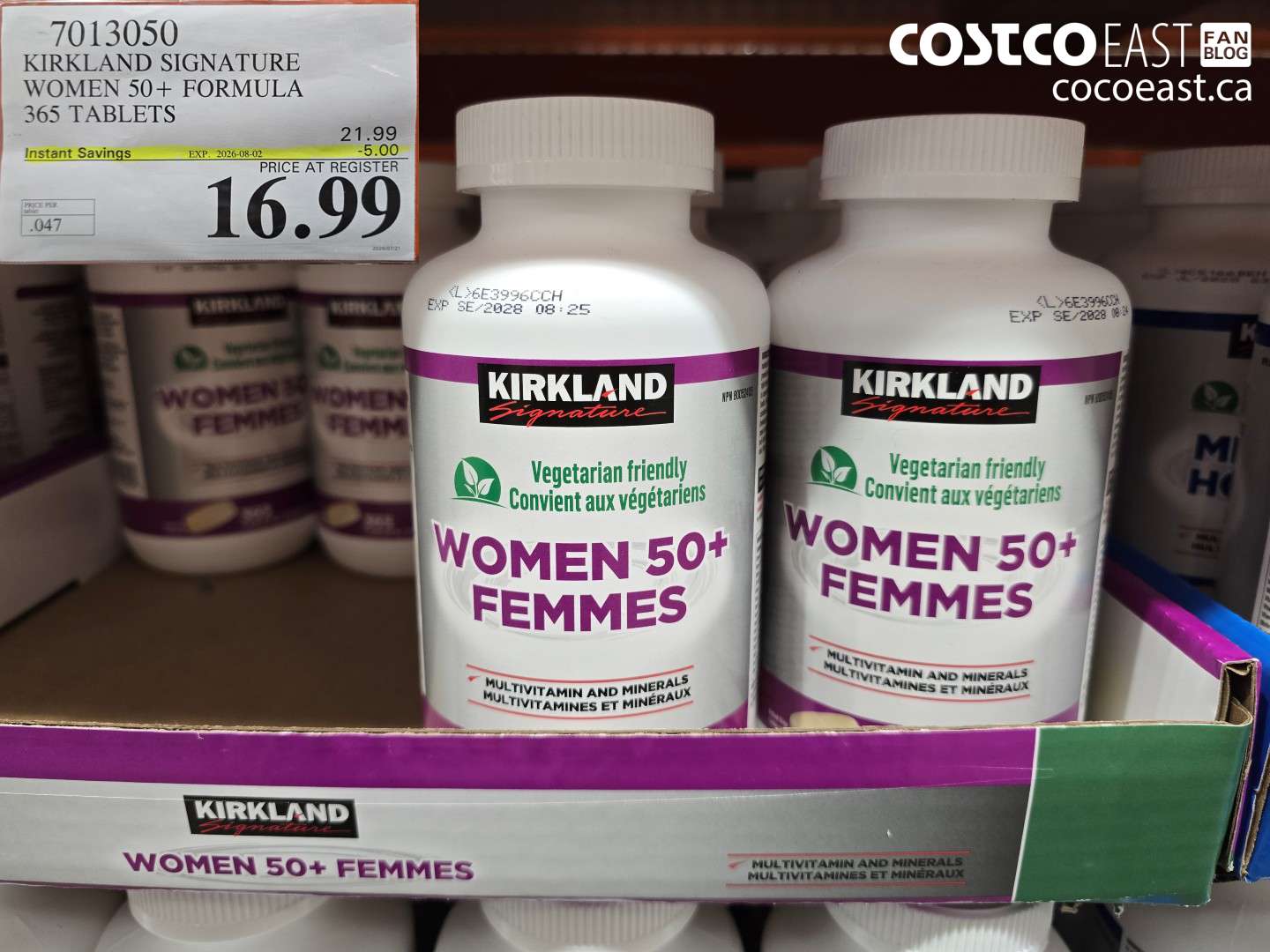 7013050 KIRKLAND SIGNATURE WOMEN 50+ FORMULA 365 TABLETS ($5.00 INSTANT SAVINGS EXPIRES ON 2026-08-02) $16.99