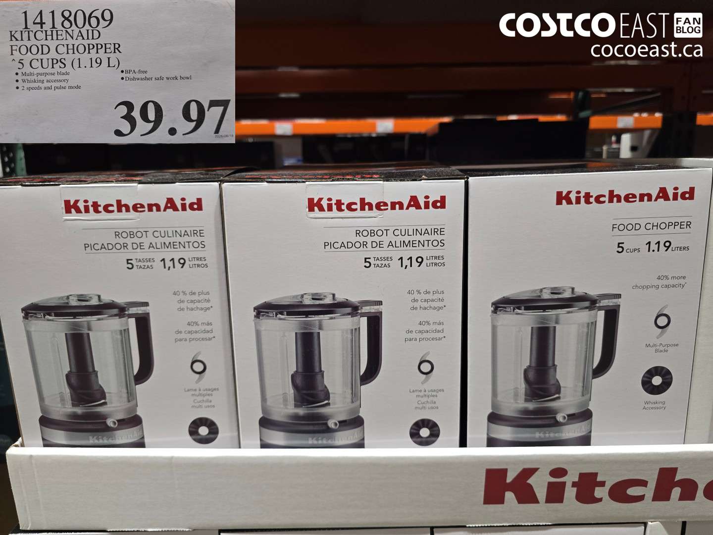 1418069 KITCHENAID FOOD CHOPPER 5 CUPS (1.19 L) $39.97
