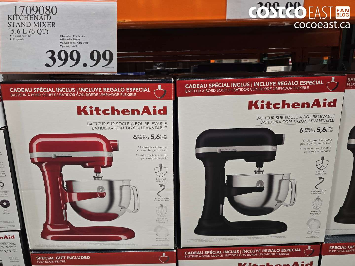 1709080 KITCHENAID STAND MIXER 5.6 L (6 QT) $399.99