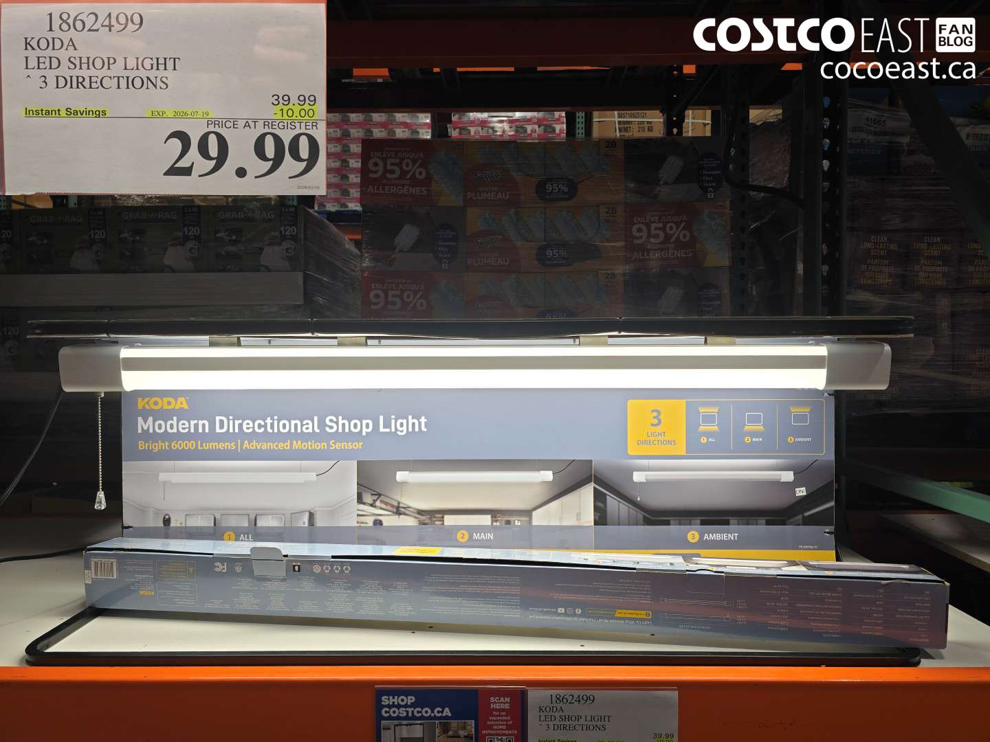 1862499 KODA LED SHOP LIGHT 3 DIRECTIONS ($10.00 INSTANT SAVINGS EXPIRES ON 2026-07-19) $29.99