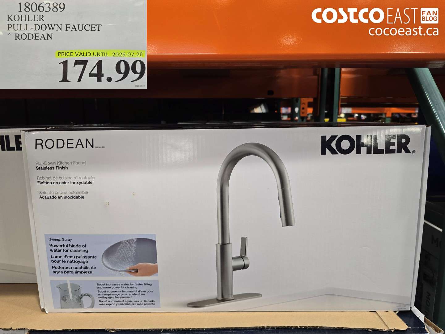 1806389 KOHLER PULL-DOWN FAUCET RODEAN $174.99