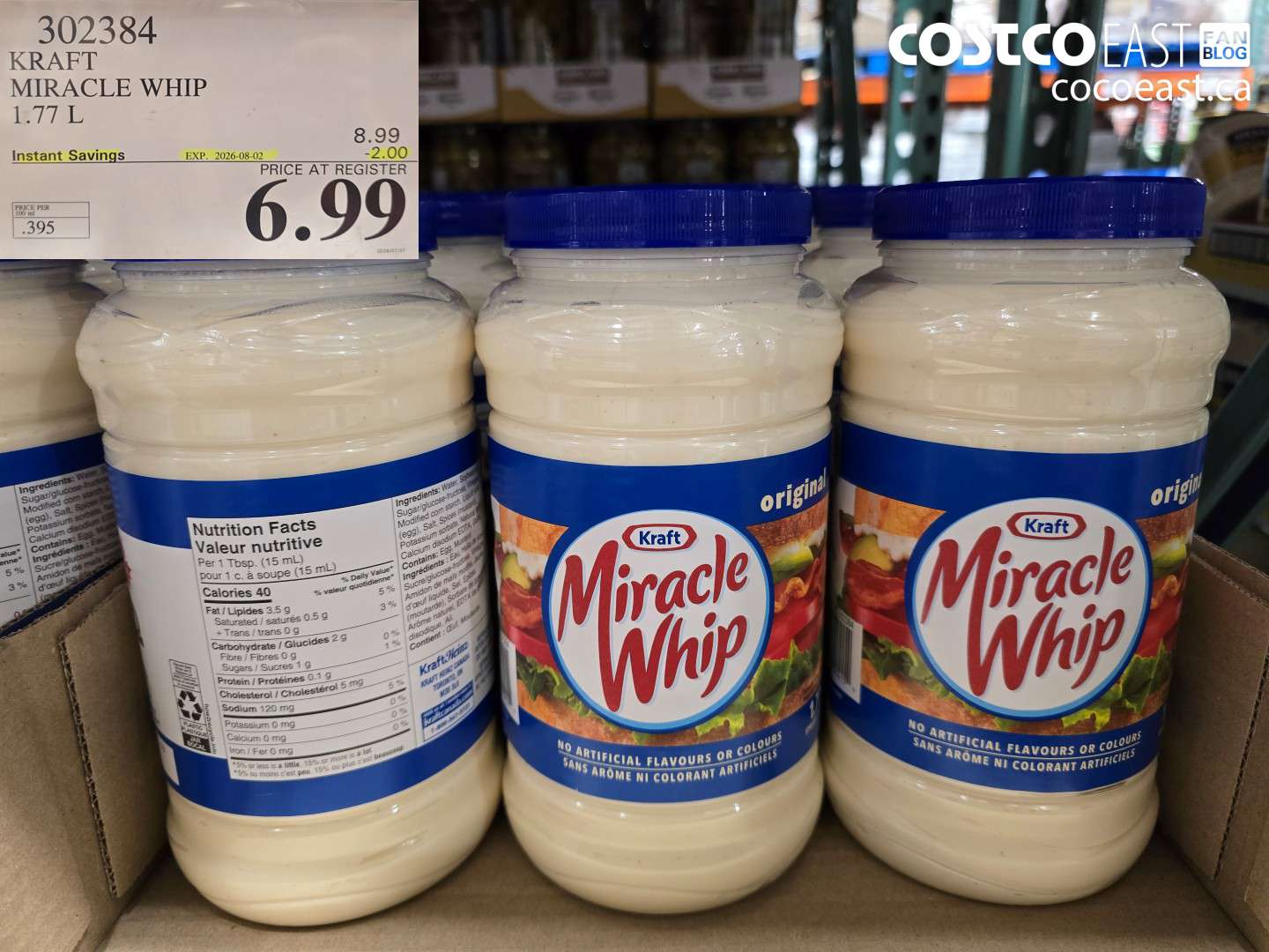 302384 KRAFT MIRACLE WHIP 1.77 L ($2.00 INSTANT SAVINGS EXPIRES ON 2026-08-02) $6.99