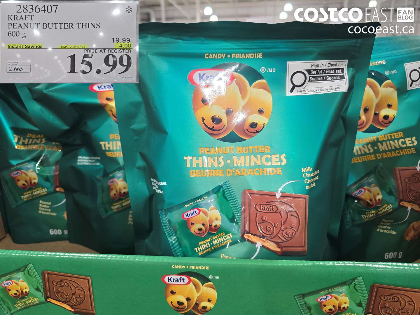 2836407 KRAFT PEANUT BUTTER THINS 600 G ($4.00 INSTANT SAVINGS EXPIRES ON 2026-07-12) $15.99