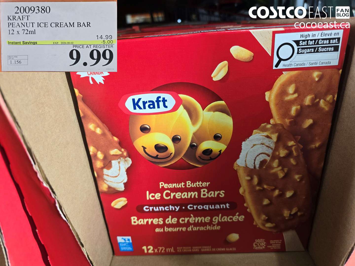 2009380 KRAFT PEANUT ICE CREAM BAR 12 X 72ML ($5.00 INSTANT SAVINGS EXPIRES ON 2026-08-02) $9.99