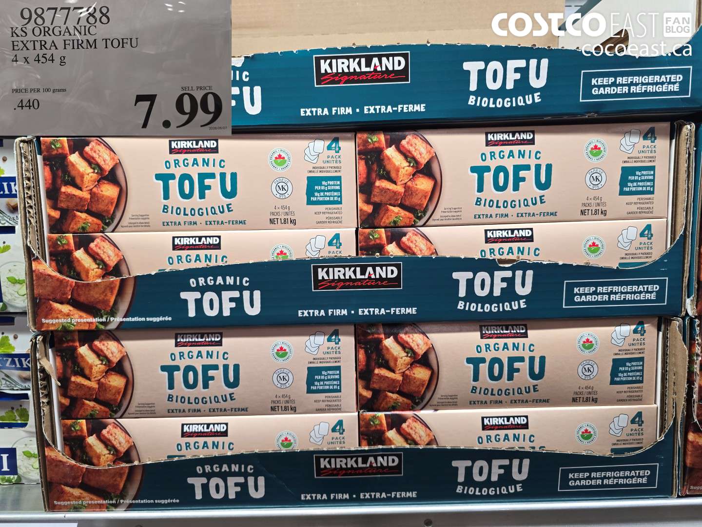 9877788 KS ORGANIC EXTRA FIRM TOFU 4 X 454 G $7.99