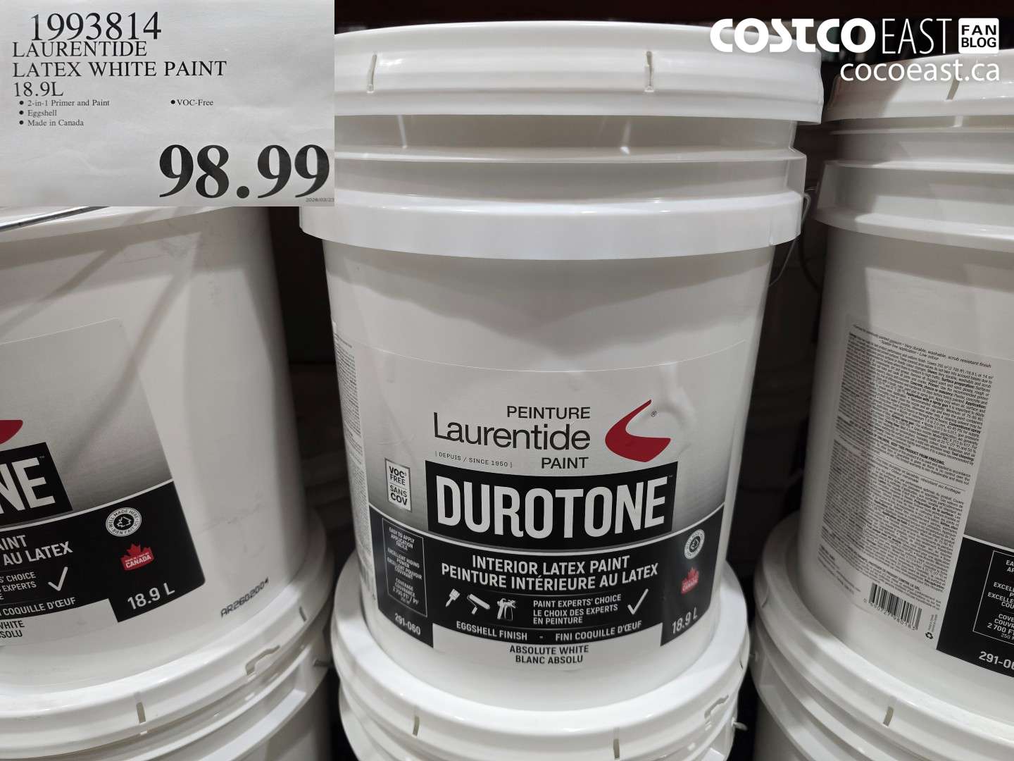 1993814 LAURENTIDE LATEX WHITE PAINT 18.9L $98.99