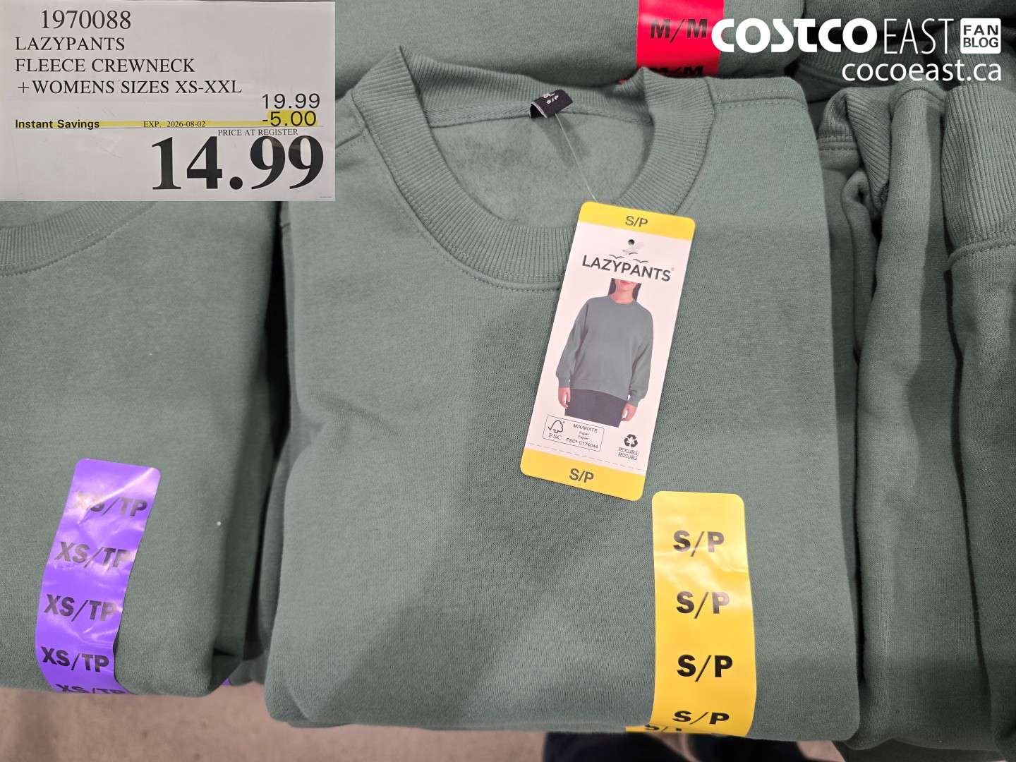 1970088 LAZYPANTS FLEECE CREWNECK WOMENS SIZES XS-XXL ($5.00 INSTANT SAVINGS EXPIRES ON 2026-08-02) $14.99