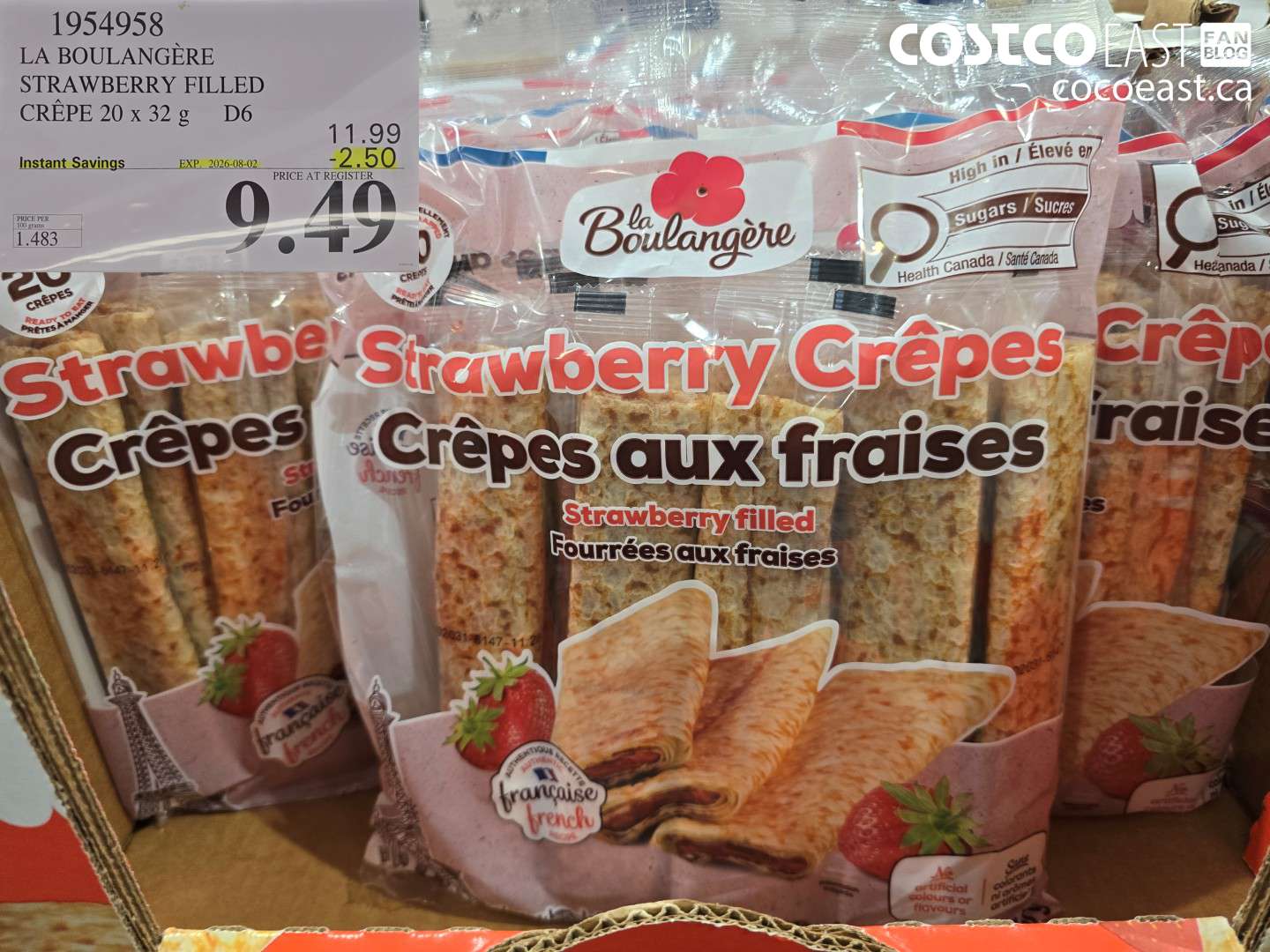 1954958 LA BOULANGÈRE STRAWBERRY FILLED CRÊPE 20 X 32 G ($2.50 INSTANT SAVINGS EXPIRES ON 2026-08-02) $9.49