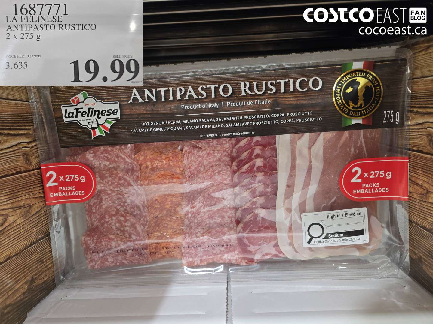 1687771 LA FELINESE ANTIPASTO RUSTICO 2 X 275 G $19.99